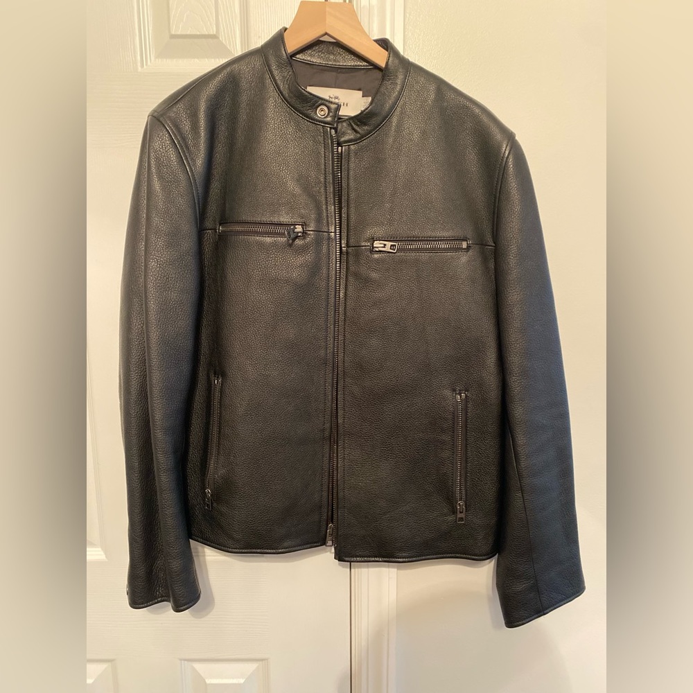 Coach Mens Large Black Leather Jacket
